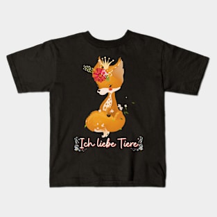 Fuchs Liebe Tiere Prinzessin Blumen Süß Kids T-Shirt